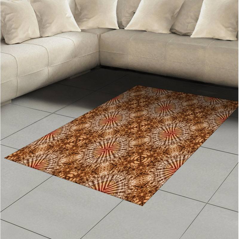 Brown High Density Long Fiber Poly Threads Decorative Area Rug Carpet, Rectangle 4' x 5'8"