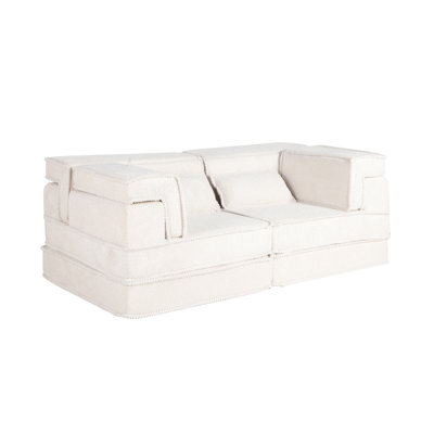 Compression Mahjong Sofa,Convertible Floor Sofa Bed,DIY Boneless Modular Sectional Sofa,No Assembly Required,Circle Fleece Fabric,Modern Oversized Loveseat,White