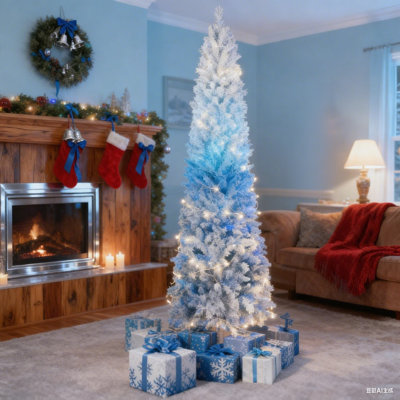 7FT Pre-Lit Christmas Tree With Warm White LED Lights, 725 Tips - Lush Faux Pine Branches For Holiday Home Decor