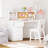 Kids Desk and Chair Sets with Hutch and Storage Cabinet, Wooden Children Study Table, Student Writing Desk Computer Workstation, White