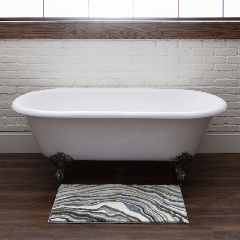 Tapis pour salle de bain Alyxandrea, L 21 po x L 34 po, Brume bleue