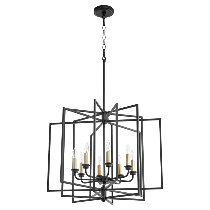 Lustre géométrique à 8 lumières Melora, Noir