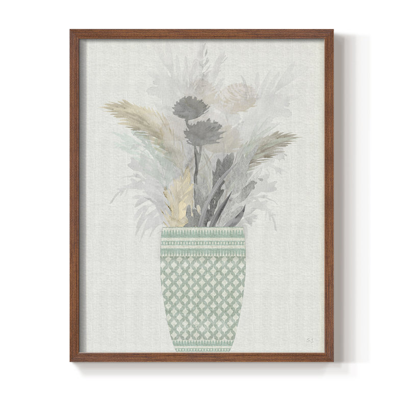 «Cattail Arrangement I», reproduction encadrée - bois massif, H 15 po x l 12 po, Noyer