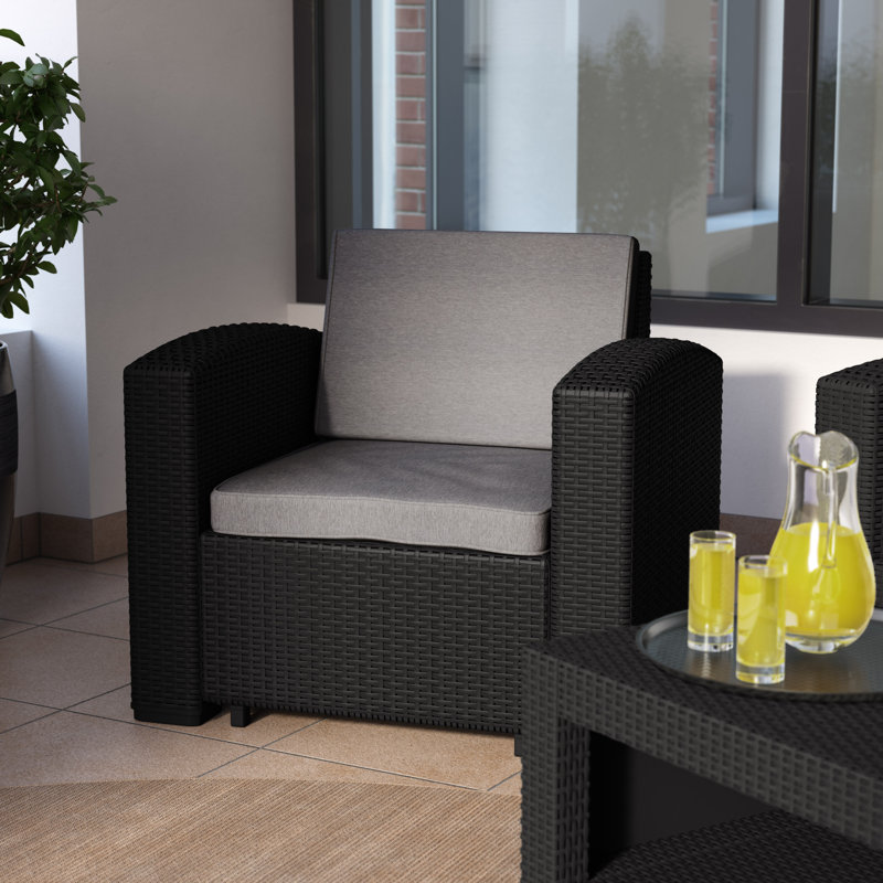 Chaise de patio avec coussins Mesvin, gris
