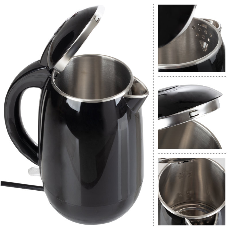 Black Stainless Steel 1.8L Electric Kettle with Auto-Off
