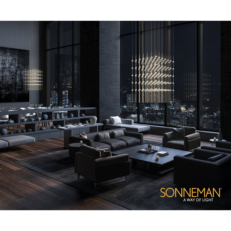 Luminaire suspendu 100 niveaux à DEL Constellation®, Transparent, 3000 K, Nickel satiné