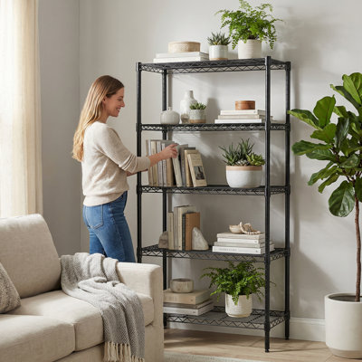 5-Tier Adjustable Heavy-Duty Wire Shelving Units - Rust-Resistant Metal Storage Racks for Kitchen, Garage, Bathroom & Pantry (29.53" D x 13.78" W x 59.06" H)