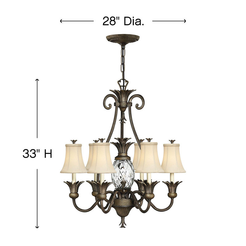 Pearl Bronze 7-Light Chandelier with Ivory Silk Shades