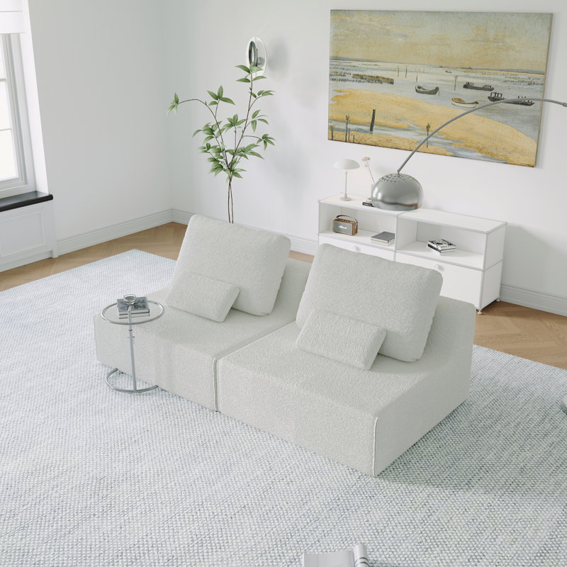 Canapé modulaire surdimensionné surdimensionné, ensemble de canapé de plancher Boucle de luxe, canapé compressible convertible, canapé spacieux rempli de mousse