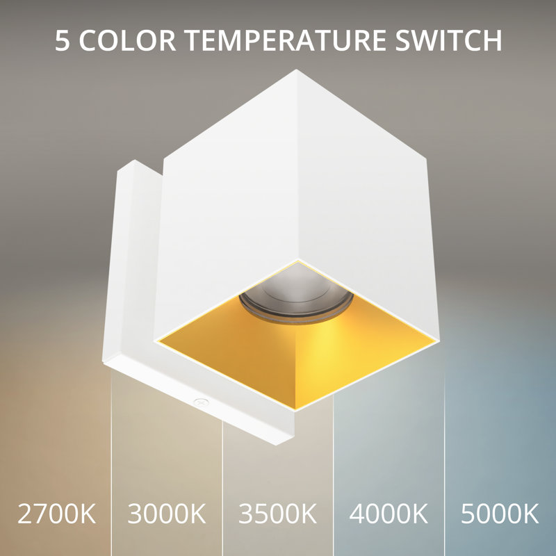 Zoron Dimmable LED Outdoor Square Wall Light With Color Temperature Switch (2700K/3000K/3500K/4000K/5000K), 25° Beam Angle