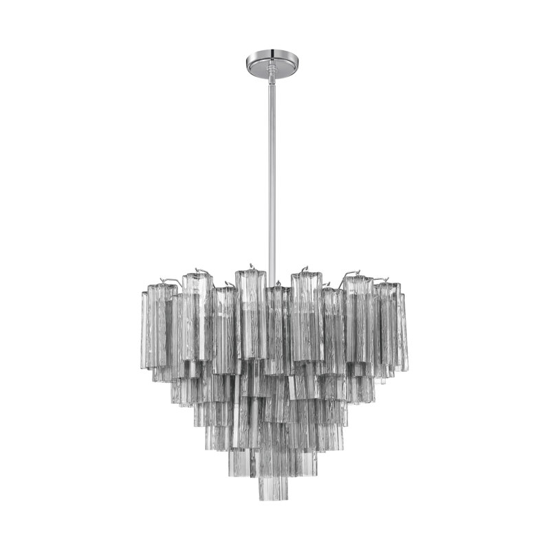 Dimmable Tiered Chandelier, 21.5" H x 26.75" W x 26.75" D, Polished Chrome, Black