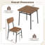 Ensemble de table de salle à manger 3 pièces pour 2 tables carrées en bois avec structure en métal