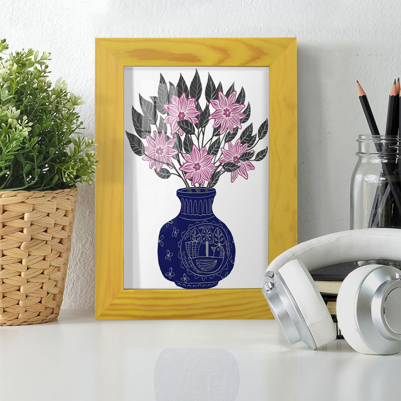 «Fonteyne Painted Vase II», reproduction encadrée sur papier, H 7 po x l 5 po x P 1 po, Jaune tournesol