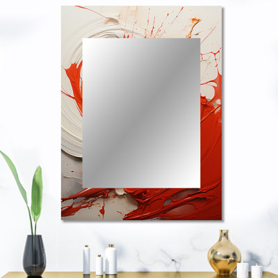 Red Spiral Chaos Unleashed - Abstract Collages Large, miroir décoratif rouge, impression d'art en métal