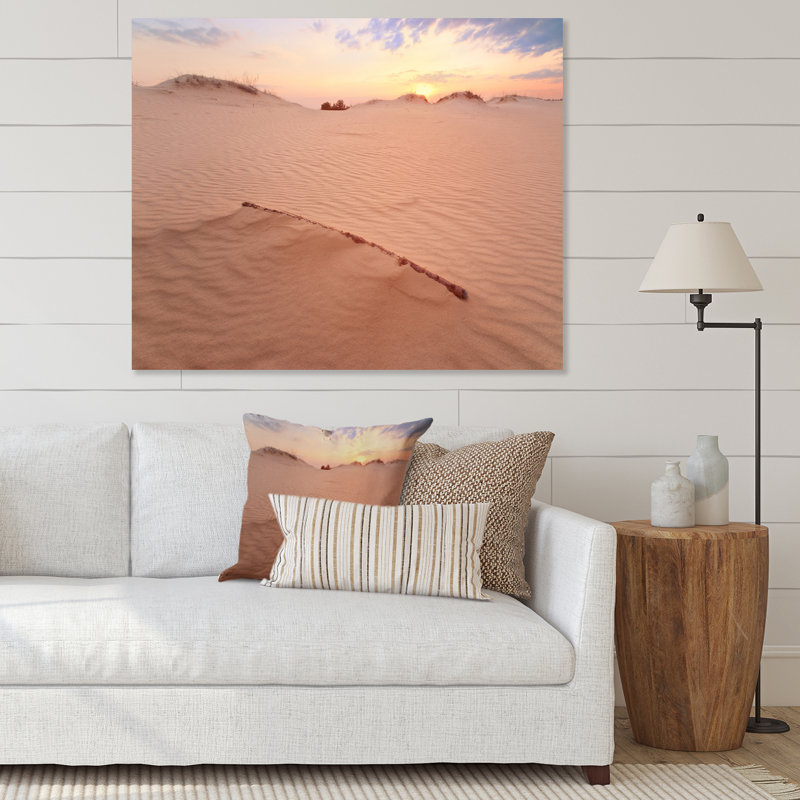 Coucher de soleil sur des dunes de sable - Photographie sur toile, H 12 po x l 20 po x P 1 po, Toile tendue
