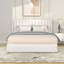 Identique à B083119691 Grand lit plateforme tapissier ivoire avec rangement à 4 tiroirs, tête de lit capitonnée et support de matelas à lattes en bois Anda