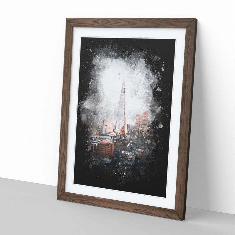 The Shard in London Vol.5 - Picture Frame Graphic Art, Walnut Framed, 90cm H x 65cm W x 2cm D