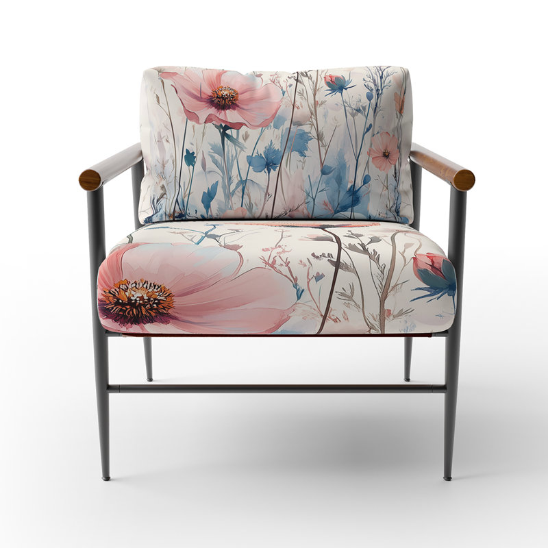 Chaise d'appoint Wildflowers, Bras ronds bruns