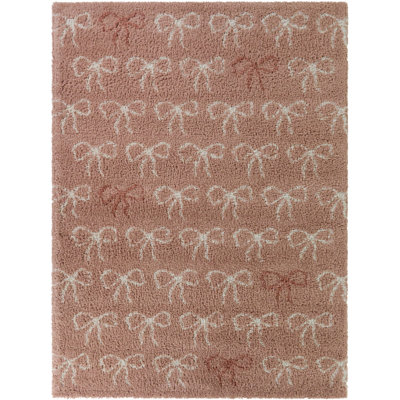 Emilie Coral Kids Dainty Bows Area Rug