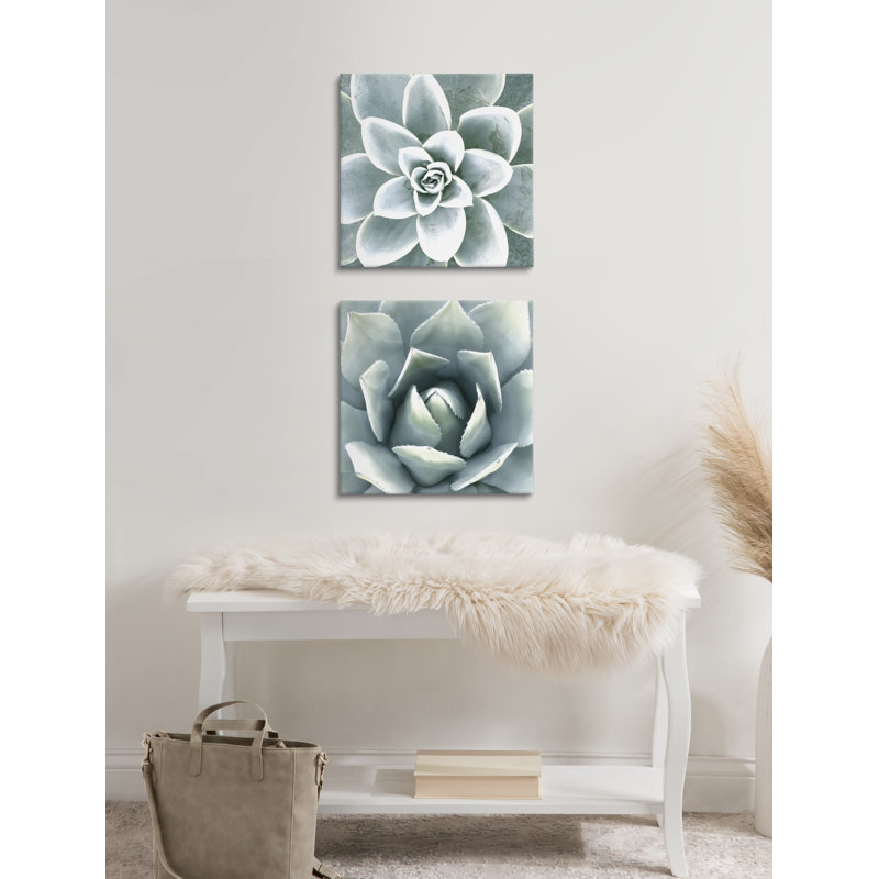 «Soft Botanical Succulents», ensemble de 2 impressions sur toile tendue