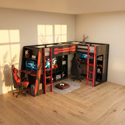 Lit mezzanine simple à DEL USB L 117 po x P 78,7 po x H 67,5 po Lucky Furniture