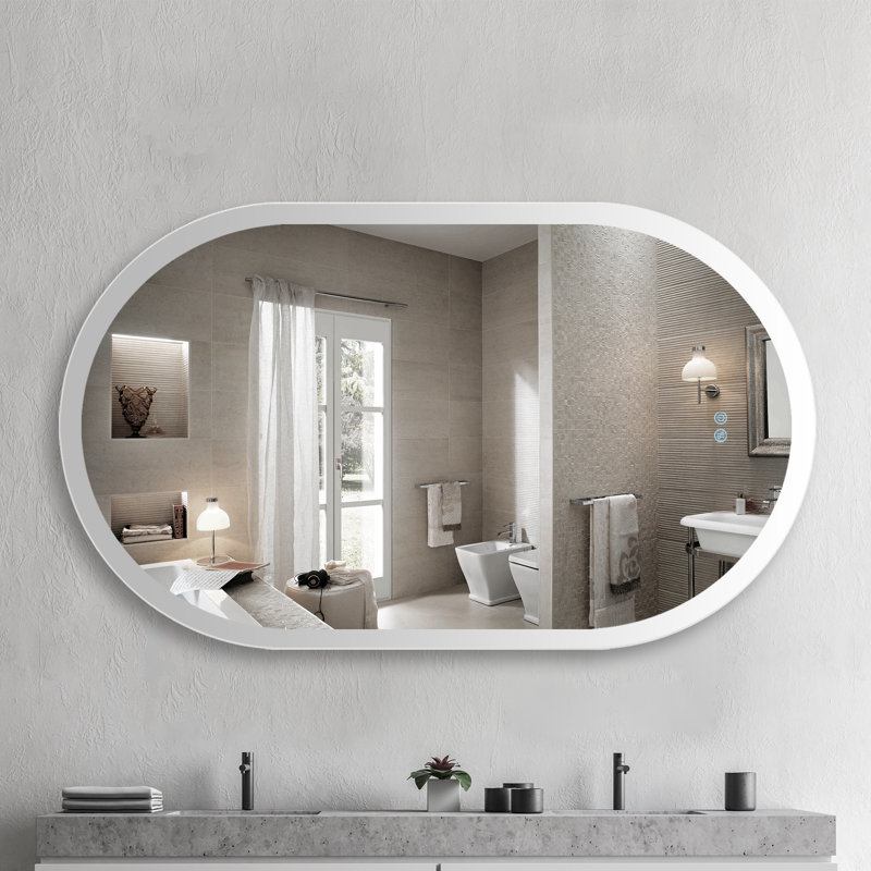Miroir de salle de bain 40 po x 24 po à DEL avec lumières anti-buée