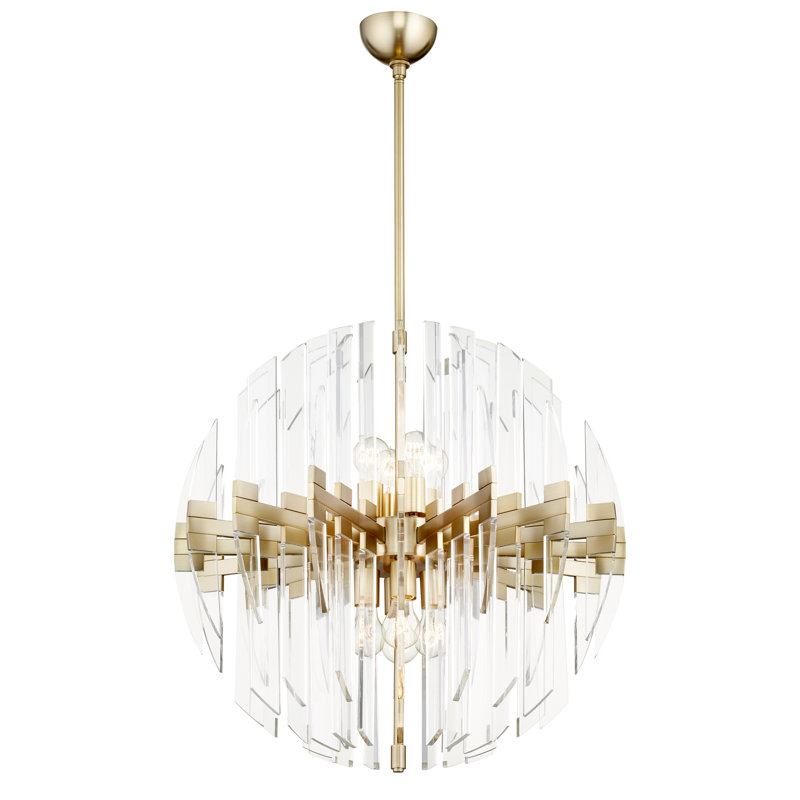Zion 8 - Light Dimmable Globe Chandelier, Aged Brass