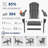 Folding Adirondack Chair, SGS Tested, Wooden Textured With Cup Holder, Heavy All-Weather HDPE Comfortable Set Poolside Backyard Lawn Grey Set 2-124432823