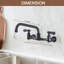 Robinet de cuisine noir mat avec bec pivotant de 12 pouces à fixation murale 8 "