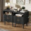 Ensemble de table de chevet cannelée 2 pièces, table d'appoint moderne de 18 po, table de bout à 2 tiroirs avec rangement, chevet pour chambre à coucher, salon, profil incurvé