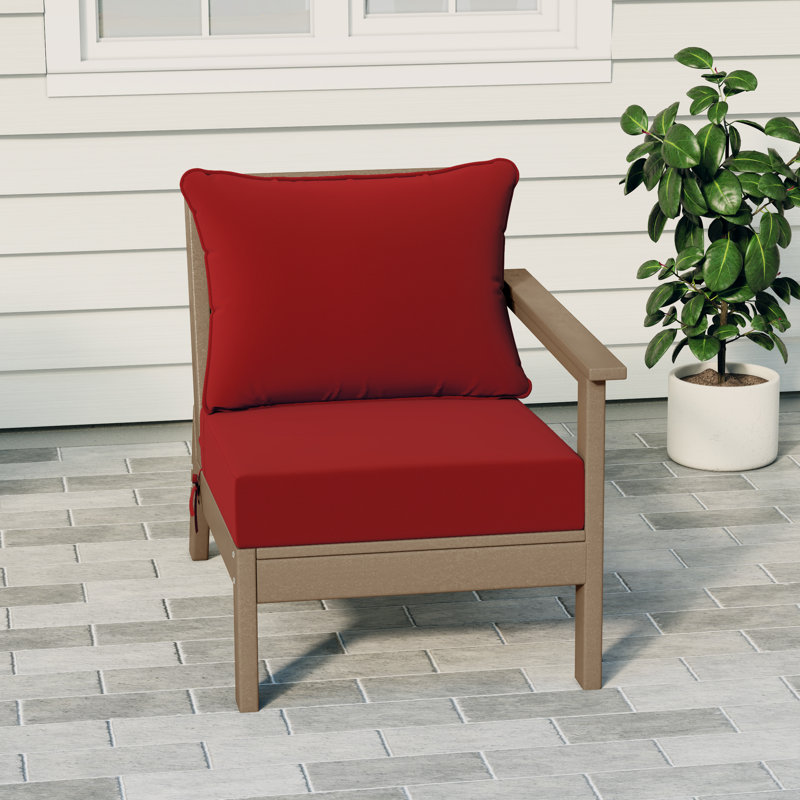 Deep Seating Right Arm Chair With Cushions, Red, Light Brown