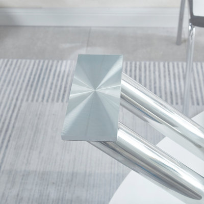 Table de salle à manger rectangulaire avec plateau en verre contemporain
