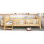 Grand lit au sol avec bibliothèques de rangement, lit en bois massif pour enfants avec de jolis escaliers et garde-corps, aucun sommier nécessaire-2118435922