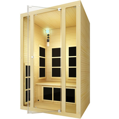 JNH Lifestyles Joyous 2 - Person Bluetooth Compatible FAR Infrared Sauna in Hemlock