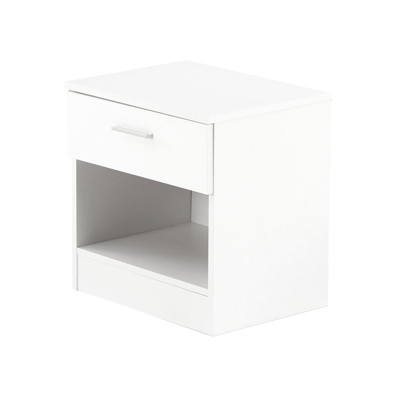 Brylene 45cm W Manufactured Wood Bedside Table, White High Gloss / White Matte