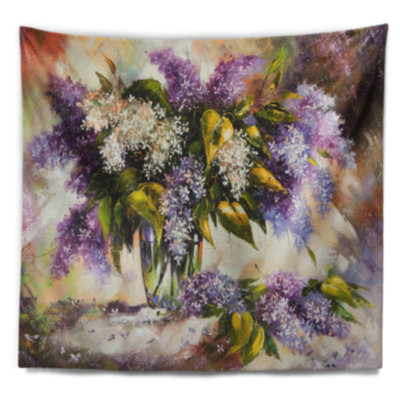 Tapisserie florale lilas dans un vase