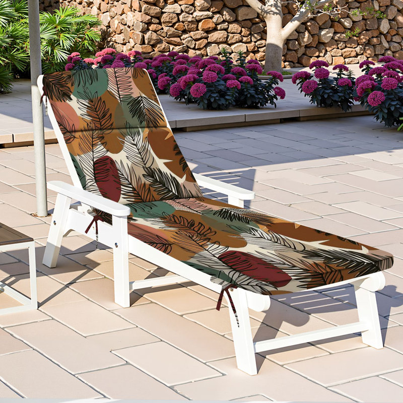  Outdoor Indoor 3'' Lounge Patio Cushion Abstract tropical foliage Exotic line art palm leaves Water-Resistant Chaise Lounge Cushion for Chair Patio Furniture Seat Cushion