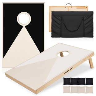 Solid Wood Premium Cornhole Set - 3 Feet X 2 Feet Game Boards with Carrying Case, Includes Set Of 8 Corn Hole Toss Bags