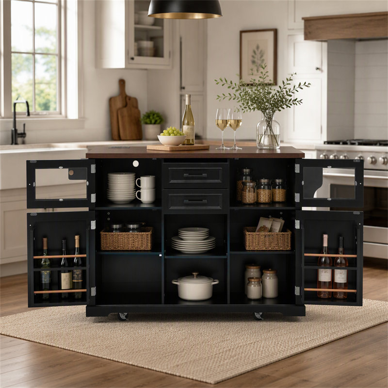 47.2 " W Kitchen Cart, Black