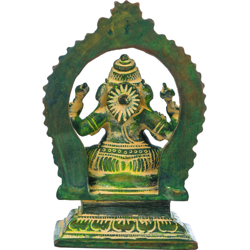 Petit Ganesha de 4 po en laiton, Chola vert