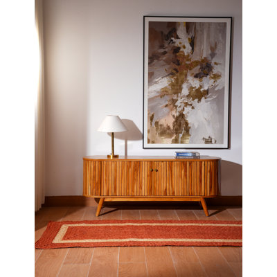 Tapis Wiedman tissés à la main en jute écologique - 76 cm x 305 cm, format couloir, couleur orange, design contemporain, poils courts, fibres naturelles, tapis d'intérieur/extérieur faits main pour salon, chambre
