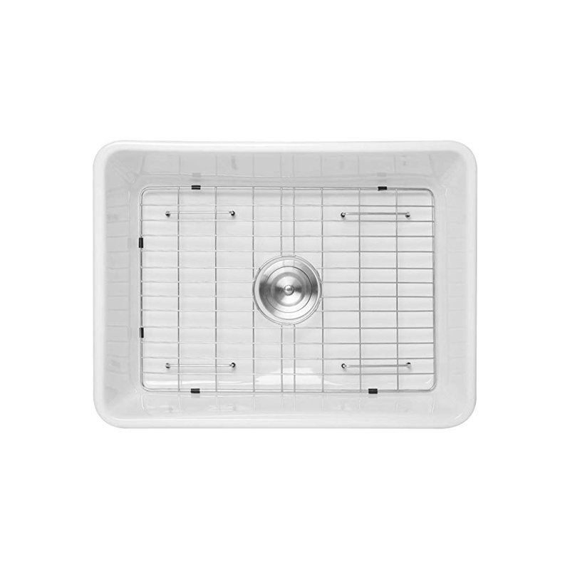 24'' L x 18" W Farmhouse Kitchen Sink White Ceramic Single Bowl Kitchen Sink Apron Front Sink