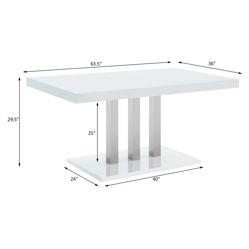 Creston White High Gloss And Chrome Dining Table