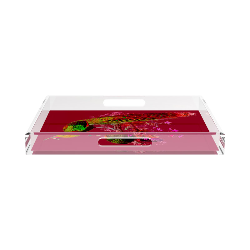 Plateau décoratif carré Family Pheasants, L 18 po x P 18 po x H 2 po, Pinot