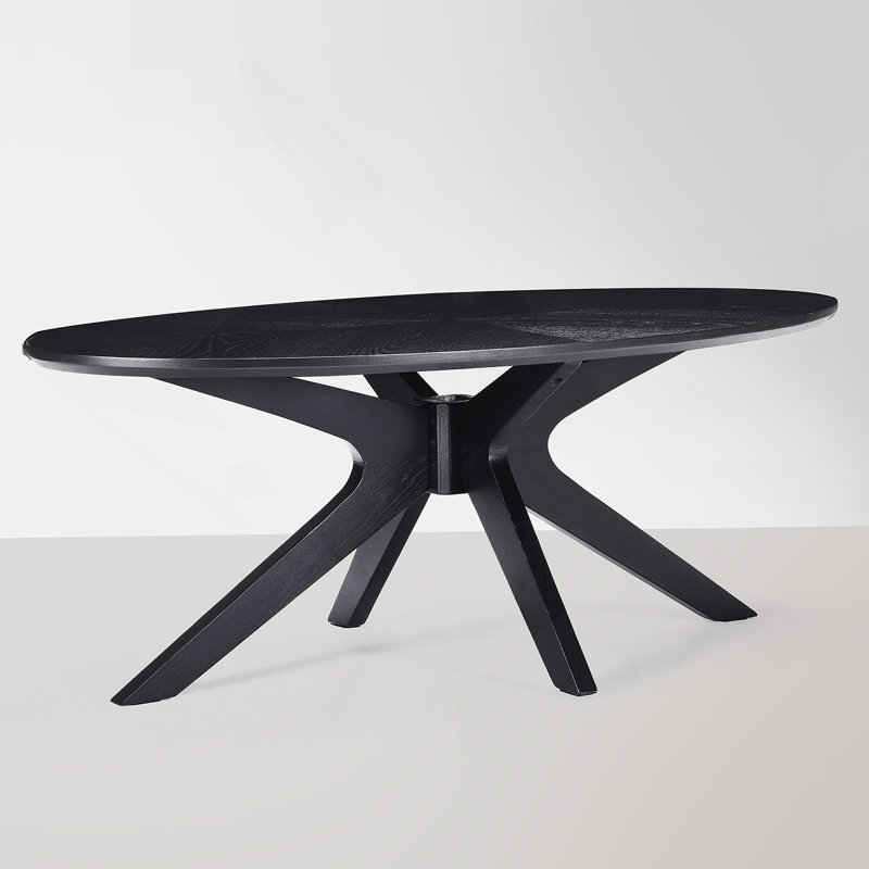 Table basse de bureau, table basse en bois de 47 po avec cadre en bois, table basse ovale pour le salon, la chambre à coucher, plateau de table et cadre noir de 47 po