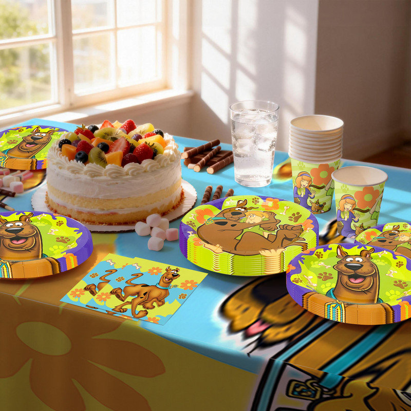 114Pcs Scoobydoo Birthday Party Decoration Tableware Set, Scoobydoo Party Supplies Tableware