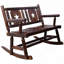Chaise berçante d'extérieur double en bois carbonisé pour 2 personnes avec siège large et courbé