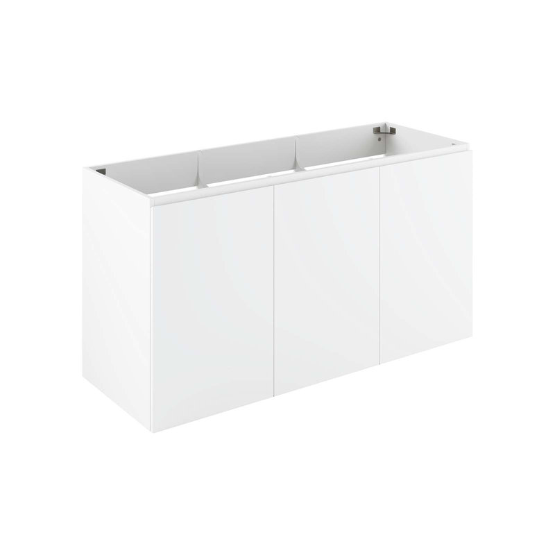 Base de meuble-lavabo double mural 48 po seulement, Blanc, Blanc