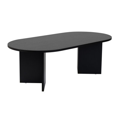 Chrisina Modern Black Coffee Table, 46.9 x 15.7 x 23.6 inches | 100% Melamine Coated Particle Board, Thickness: 0.7 inches | Stylish Solid Color Design, Perfect for Living Room & Contemporary Spaces, Durable & Elegant