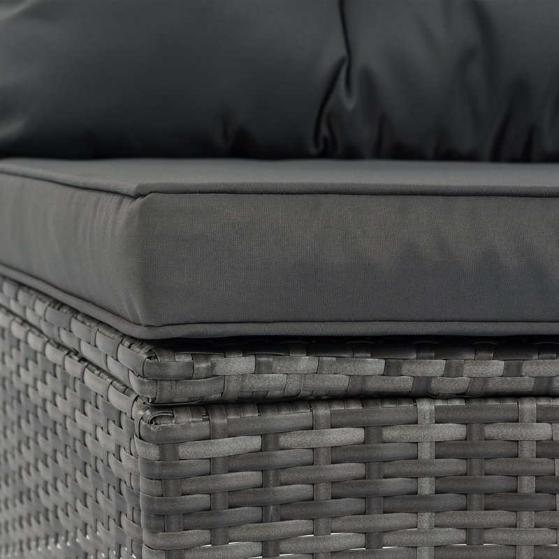 8-Pieces Outdoor Wicker Round Sofa Set, Half-Moon Sectional Sets All Weather, Curved Sofa Set With Rectangular Coffee Table, PE Rattan Water-Resistant And UV Protected, Movable Cushion, Gray